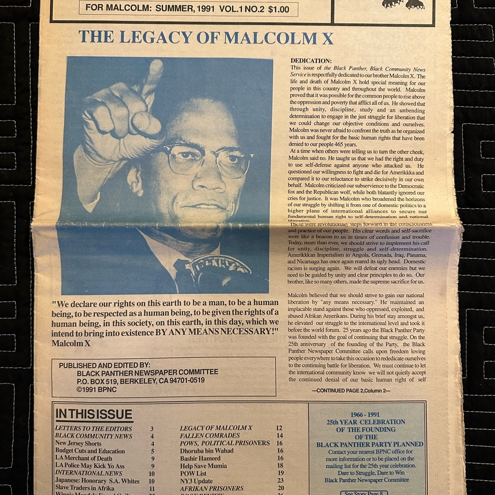 RARE VINTAGE Legacy of Malcolm X Newspaper (1991)